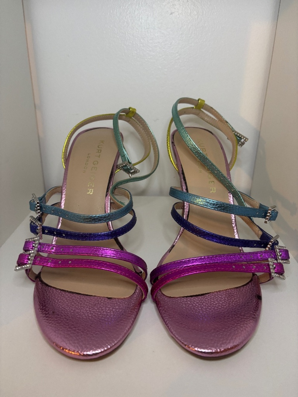 Kurt Geiger rainbow metallic heels